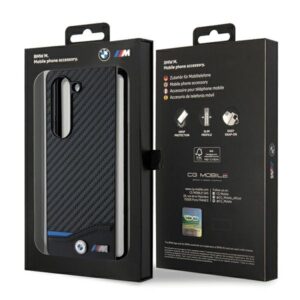 Dėklas BMW BMHCZFD522NBCK Z Fold5 F946 juodos spalvos Leather Carbon - Image 7