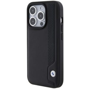 Dėklas BMW BMHCP15X22RBDK Apple iPhone 15 Pro Max 6.1" juodos spalvos kietas dėklas Leather Blue Dots - Image 2
