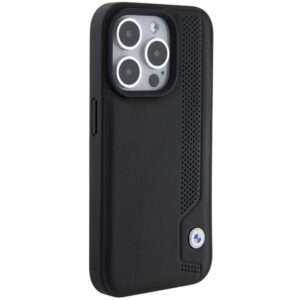 Dėklas BMW BMHCP15X22RBDK Apple iPhone 15 Pro Max 6.1" juodos spalvos kietas dėklas Leather Blue Dots - Image 4