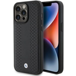 Dėklas BMW BMHCP15L22RFGK Apple iPhone 15 Pro 6.1" juodos spalvos Leather Diamond Pattern