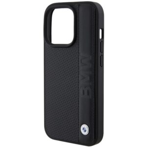 Dėklas BMW BMHCP15L22RDPK Apple iPhone 15 Pro 6.1" juodos spalvos kietas dėklas Leather Textured & Stripe - Image 6