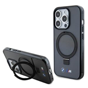 Dėklas BMW BMHMP15LURSK Apple iPhone 15 Pro 6.1" juodos spalvos kietas dėklas Ring Stand M Collection MagSafe - Image 1