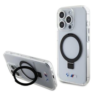 Dėklas BMW BMHMP15LURST Apple iPhone 15 Pro 6.1" clear kietas dėklas Ring Stand M Collection MagSafe