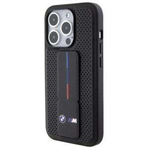 Dėklas BMW BMHCP15LGSPPRK Apple iPhone 15 Pro 6.1" juodos spalvos kietas dėklas Grip Stand Smooth & Perforated - Image 3