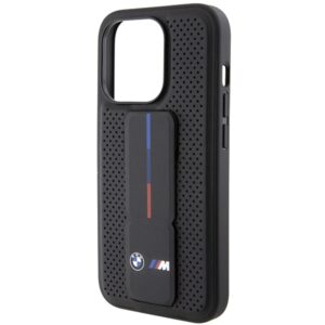Dėklas BMW BMHCP15LGSPPRK Apple iPhone 15 Pro 6.1" juodos spalvos kietas dėklas Grip Stand Smooth & Perforated - Image 7
