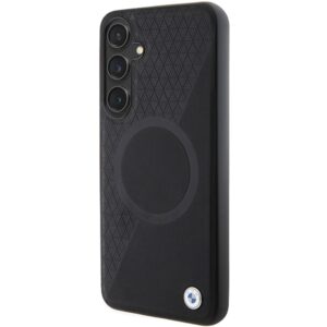 Dėklas BMW BMHMS24S23RTPK S24 S921 juodos spalvos kietas dėklas Signature Leather Half Textured & Circle MagSafe - Image 2