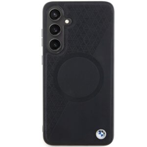 Dėklas BMW BMHMS24S23RTPK S24 S921 juodos spalvos kietas dėklas Signature Leather Half Textured & Circle MagSafe - Image 3