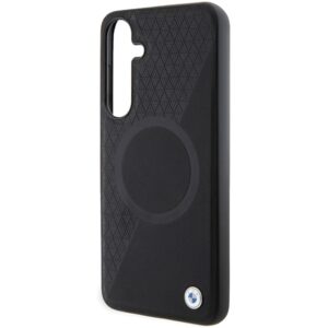 Dėklas BMW BMHMS24S23RTPK S24 S921 juodos spalvos kietas dėklas Signature Leather Half Textured & Circle MagSafe - Image 6
