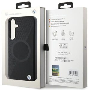 Dėklas BMW BMHMS24S23RTPK S24 S921 juodos spalvos kietas dėklas Signature Leather Half Textured & Circle MagSafe - Image 8