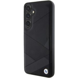 Dėklas BMW BMHCS24S23RCGPK S24 S921 juodos spalvos kietas dėklas Signature Leather Crossing Lines Pattern - Image 2