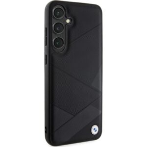 Dėklas BMW BMHCS24S23RCGPK S24 S921 juodos spalvos kietas dėklas Signature Leather Crossing Lines Pattern - Image 4
