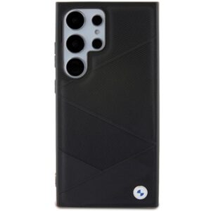 Dėklas BMW BMHCS24L23RCGPK S24 Ultra S928 juodos spalvos kietas dėklas Signature Leather Crossing Lines Pattern - Image 3