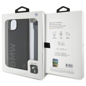Dėklas BMW BMHCP15S23RMRLK Apple iPhone 15   14   13 6.1" juodos spalvos kietas dėklas Signature Leather Wordmark Cord - Image 7