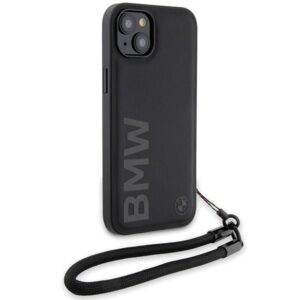 Dėklas BMW BMHCP15M23RMRLK Apple iPhone 15 Plus 14 Plus 6.7" juodos spalvos kietas dėklas Signature Leather Wordmark Cor - Image 3