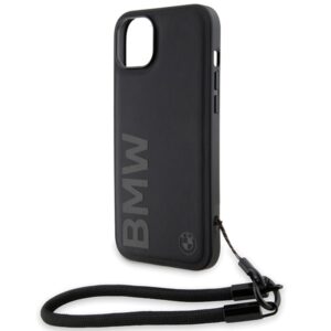 Dėklas BMW BMHCP15M23RMRLK Apple iPhone 15 Plus 14 Plus 6.7" juodos spalvos kietas dėklas Signature Leather Wordmark Cor - Image 5