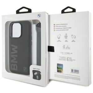Dėklas BMW BMHCP15L23RMRLK Apple iPhone 15 Pro 6.1" juodos spalvos kietas dėklas Signature Leather Wordmark Cord - Image 7