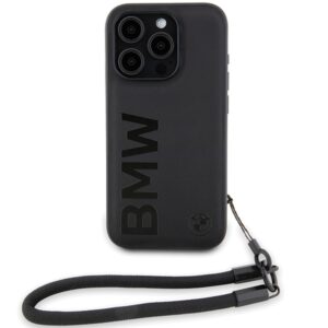 Dėklas BMW BMHCP15X23RMRLK Apple iPhone 15 Pro Max 6.7" juodos spalvos kietas dėklas Signature Leather Wordmark Cord - Image 2