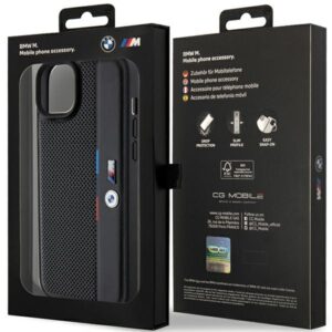 Dėklas BMW BMHCP15M23 PUPVK Apple iPhone 15 Plus 14 Plus 6.7" juodos spalvos kietas dėklas Perforated Tricolor Line - Image 8