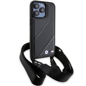 Dėklas BMW BMHCP15L23PSCCK Apple iPhone 15 Pro 6.1" juodos spalvos hardcase M Edition Carbon Stripe & Strap - Image 3