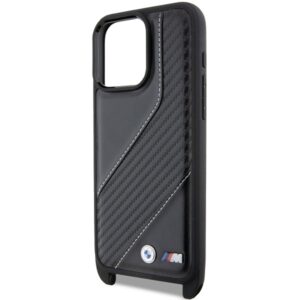 Dėklas BMW BMHCP15L23PSCCK Apple iPhone 15 Pro 6.1" juodos spalvos hardcase M Edition Carbon Stripe & Strap - Image 5