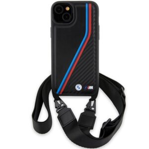 Dėklas BMW BMHCP15S23 PSVTK Apple iPhone 15   14   13 6.1" juodos spalvos kietas dėklas M Edition Carbon Tricolor Lines & S - Image 2