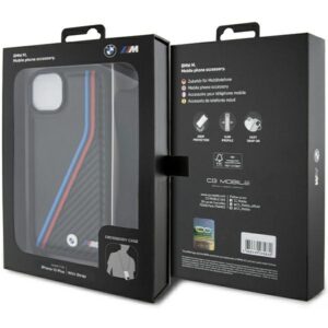 Dėklas BMW BMHCP15S23 PSVTK Apple iPhone 15   14   13 6.1" juodos spalvos kietas dėklas M Edition Carbon Tricolor Lines & S - Image 7