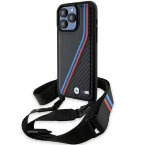 Dėklas BMW BMHCP15X23 PSVTK Apple iPhone 15 Pro Max 6.7" juodos spalvos kietas dėklas M Edition Carbon Tricolor Line