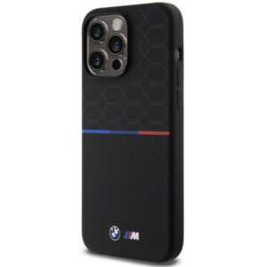 BMW BMHMP15X22SMPK Apple iPhone 15 Pro Max 6.7" juodos spalvos kietas dėklas M Silicone Pattern MagSafe - Image 2
