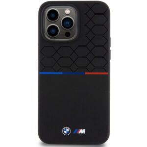 BMW BMHMP15X22SMPK Apple iPhone 15 Pro Max 6.7" juodos spalvos kietas dėklas M Silicone Pattern MagSafe - Image 3