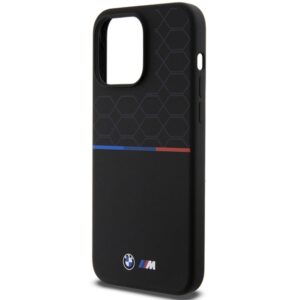 BMW BMHMP15X22SMPK Apple iPhone 15 Pro Max 6.7" juodos spalvos kietas dėklas M Silicone Pattern MagSafe - Image 6