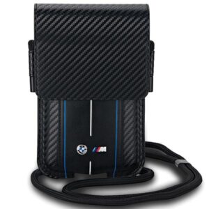 Bag BMW BMPSP15XMSCAKL Wallet Bag juodos spalvos Carbon Blue Stripes
