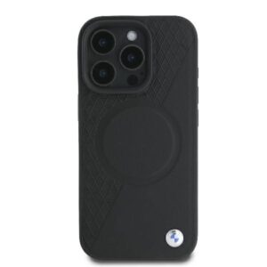 BMW BMHMP16L23RTPK Apple iPhone 16 Pro 6.3" juodos spalvos kietas dėklas Sign Leather Half Textured And Circle Mag - Image 3
