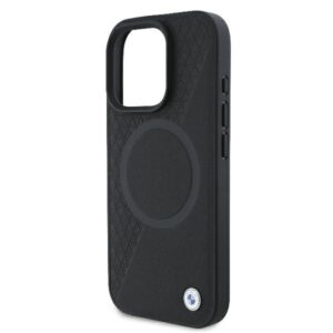 BMW BMHMP16L23RTPK Apple iPhone 16 Pro 6.3" juodos spalvos kietas dėklas Sign Leather Half Textured And Circle Mag - Image 6