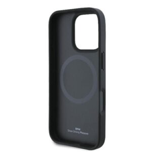 BMW BMHMP16L23RTPK Apple iPhone 16 Pro 6.3" juodos spalvos kietas dėklas Sign Leather Half Textured And Circle Mag - Image 7