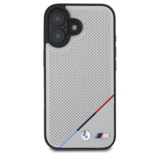 BMW BMHMP16S23 PUPDG Apple iPhone 16 6.1" grey kietas dėklas M Perforated Tricolor Line MagSafe - Image 3