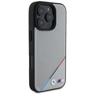BMW BMHMP16L23 PUPDG Apple iPhone 16 Pro 6.3" grey kietas dėklas M Perforated Tricolor Line MagSafe - Image 4