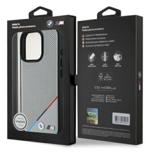 BMW BMHMP16L23 PUPDG Apple iPhone 16 Pro 6.3" grey kietas dėklas M Perforated Tricolor Line MagSafe - Image 8