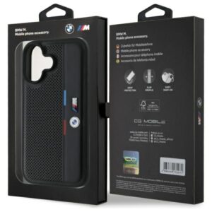 BMW BMHCP16S23 PUPVK Apple iPhone 16 6.1" juodos spalvos kietas dėklas M Perforated Tricolor Detail Line - Image 8