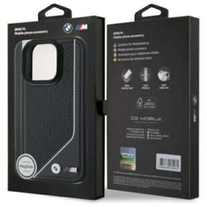 BMW BMHMP16L23 PUCPK Apple iPhone 16 Pro 6.3" juodos spalvos kietas dėklas M Perforated Twisted Line MagSafe - Image 8