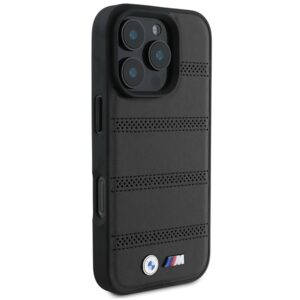 BMW BMHMP16L23 PUSPK Apple iPhone 16 Pro 6.3" juodos spalvos kietas dėklas M Perforated And Stitched Line MagSafe - Image 4