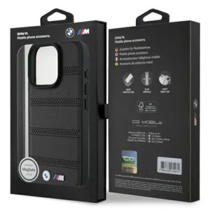 BMW BMHMP16L23 PUSPK Apple iPhone 16 Pro 6.3" juodos spalvos kietas dėklas M Perforated And Stitched Line MagSafe - Image 8