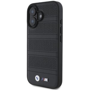 BMW BMHMP16S23 PUSPK Apple iPhone 16 6.1" juodos spalvos kietas dėklas M Perforated And Stitched Line MagSafe - Image 2