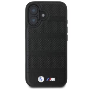 BMW BMHMP16S23 PUSPK Apple iPhone 16 6.1" juodos spalvos kietas dėklas M Perforated And Stitched Line MagSafe - Image 3