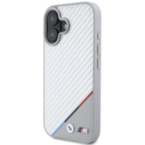 BMW BMHMP16S23 PUDTS Apple iPhone 16 6.1" grey kietas dėklas M Carbon Tricolor Line MagSafe - Image 2