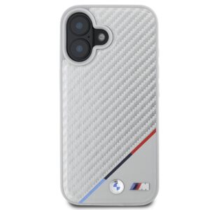 BMW BMHMP16S23 PUDTS Apple iPhone 16 6.1" grey kietas dėklas M Carbon Tricolor Line MagSafe - Image 3