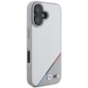 BMW BMHMP16S23 PUDTS Apple iPhone 16 6.1" grey kietas dėklas M Carbon Tricolor Line MagSafe - Image 4