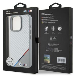BMW BMHMP16L23 PUDTS Apple iPhone 16 Pro 6.3" grey kietas dėklas M Carbon Tricolor Line MagSafe - Image 8