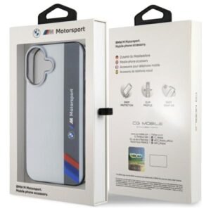 BMW BMHCP16S23HTFEG Apple iPhone 16 6.1" grey kietas dėklas Motorsport IML Vertical Stripe - Image 8