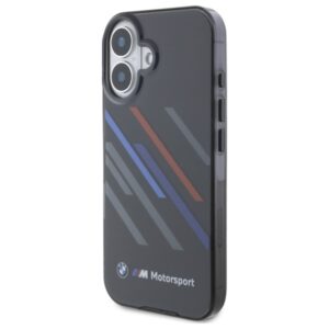 BMW BMHCP16M23HTRAK Apple iPhone 16 Plus 6.7" juodos spalvos kietas dėklas Motorsport IML Random Stripes - Image 2