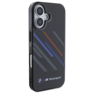 BMW BMHCP16M23HTRAK Apple iPhone 16 Plus 6.7" juodos spalvos kietas dėklas Motorsport IML Random Stripes - Image 4